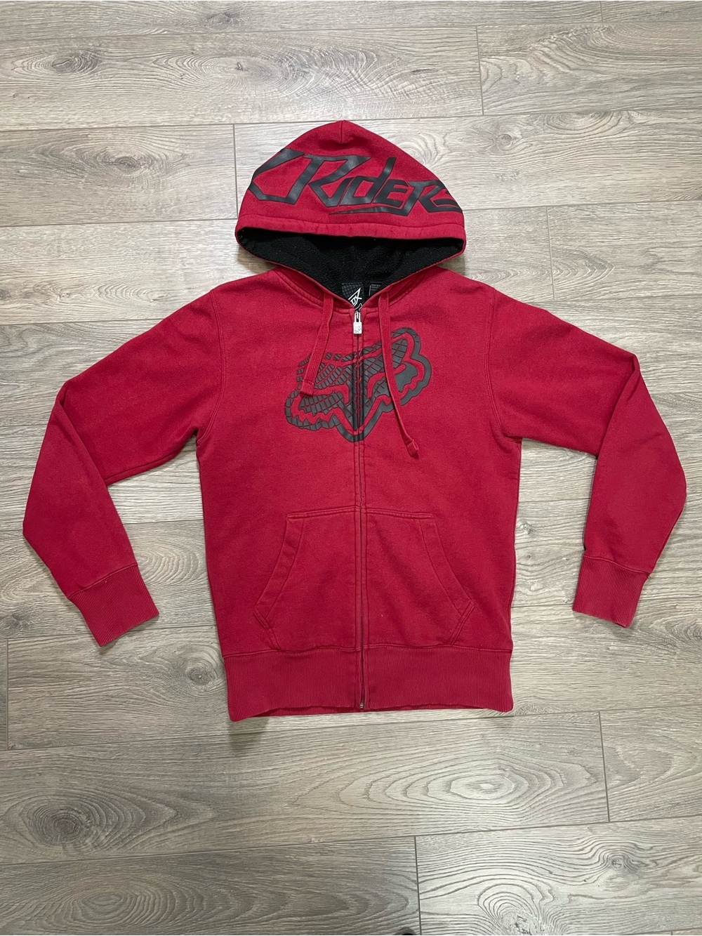 Fox Racing Riders Co Red Full Zip Hoodie Sweatshirt - Men's Small - Moto Style